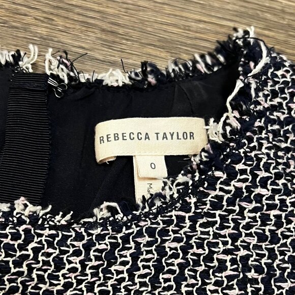 Rebecca Taylor Confetti Tweed Dress Navy Blue Pink Size 0 - Picture 8 of 13